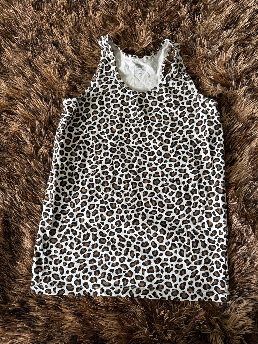 Old Navy Girls Leopard Print Tank Top - White, Brown, Black